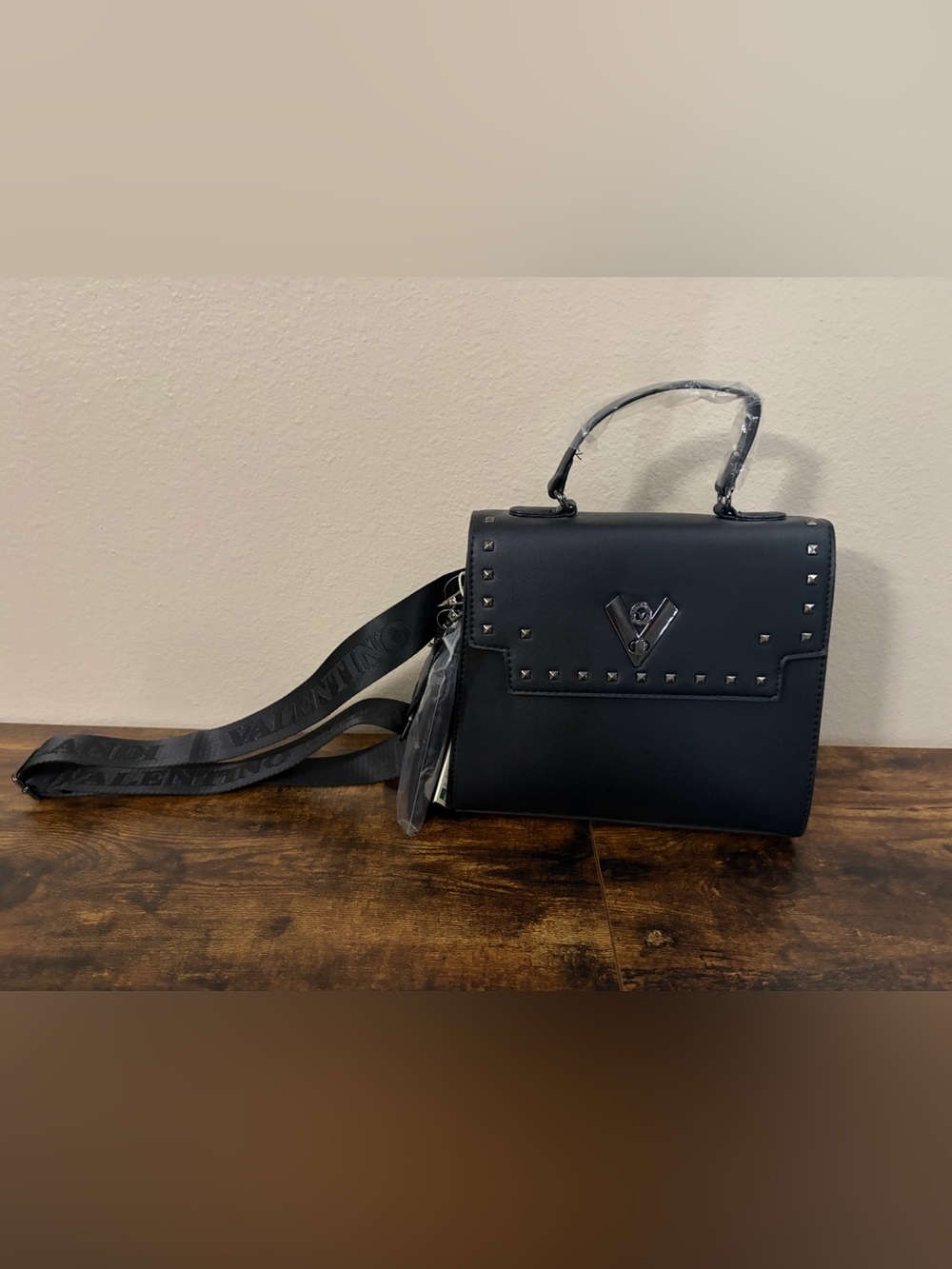 Valentino Black Studded Top-Handle Crossbody
